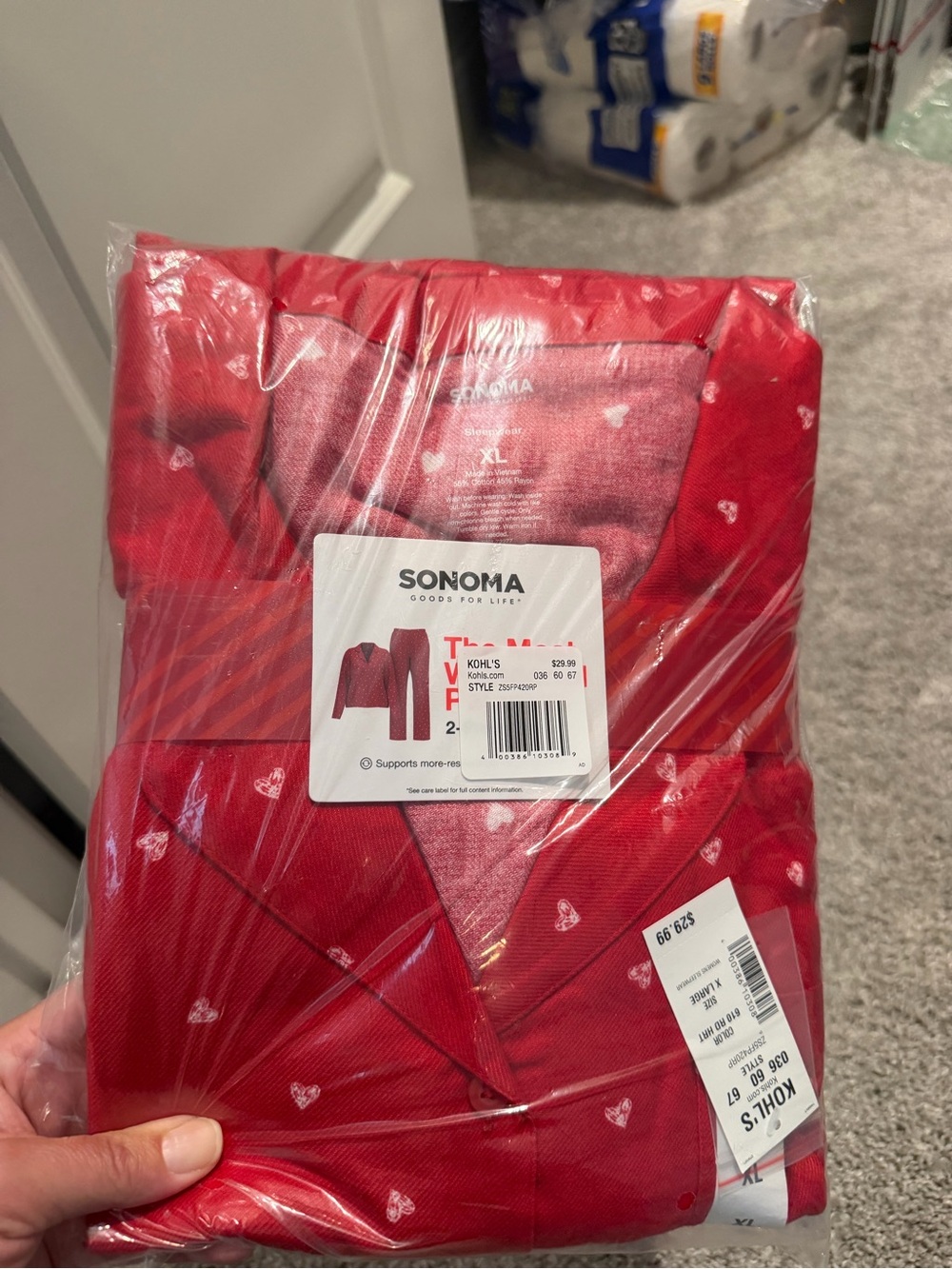 Sonoma womens Red Heart-Print Pajama Set